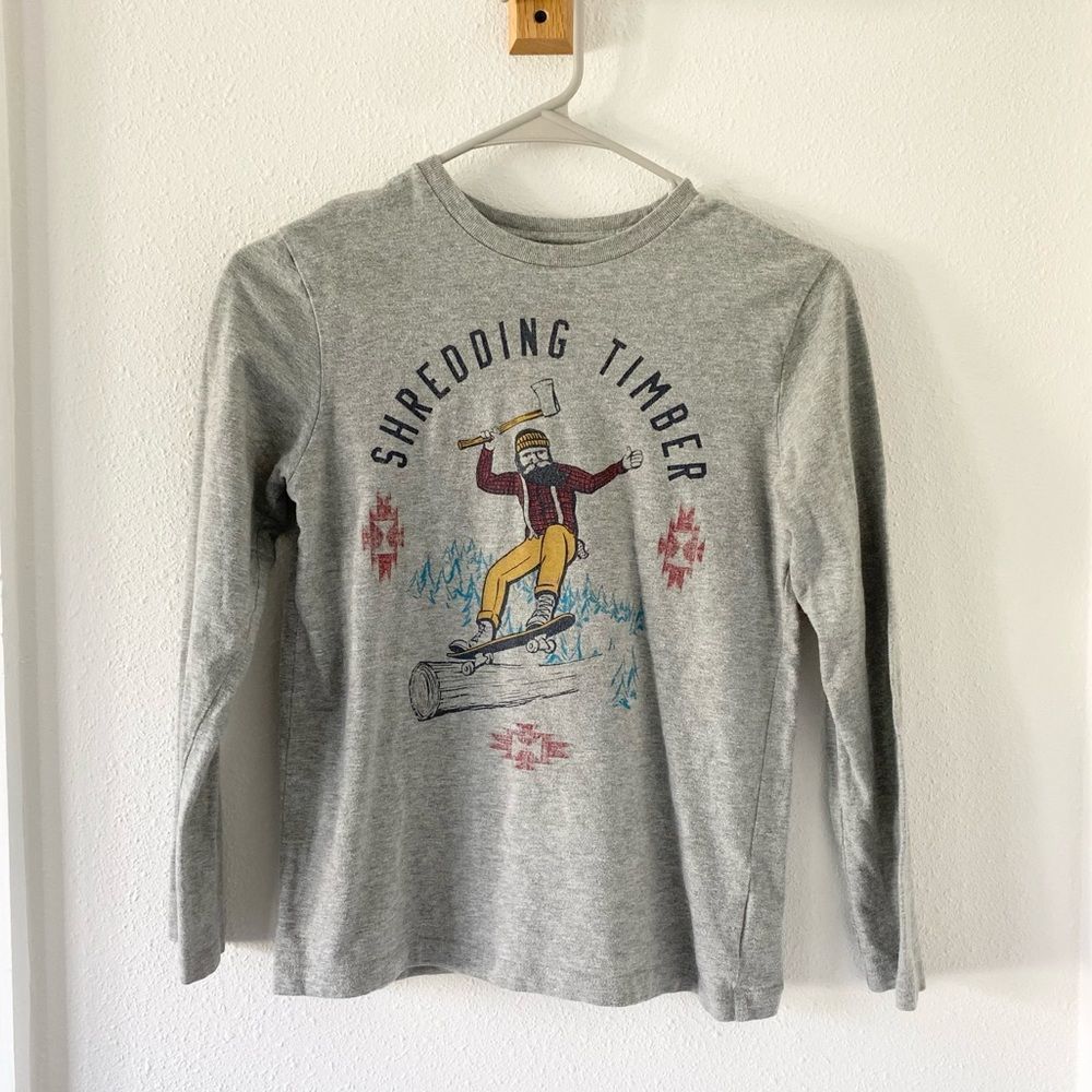 GAP Kids Boys Shredding Timber Long Sleeve T Shirt Size Age 10 Years L Large